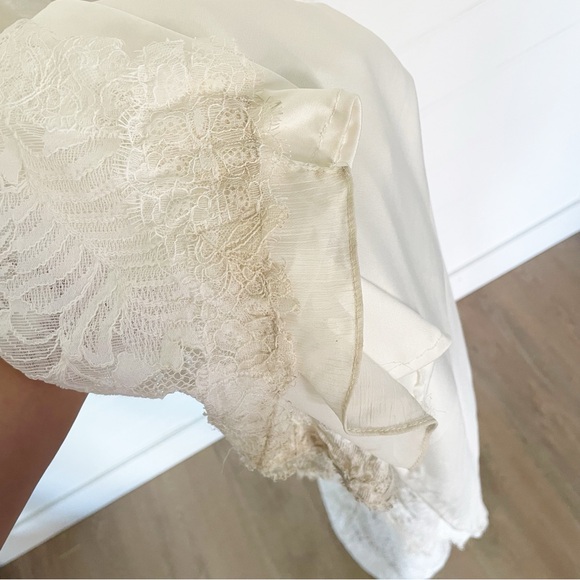 Melissa Sweet Leaf Pattern Lace A-Line Wedding Dress Size 14 - Picture 17 of 17